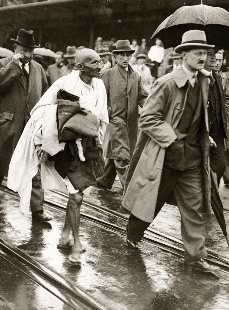 Mohandas K. Gandhi, who led the independence movement. 