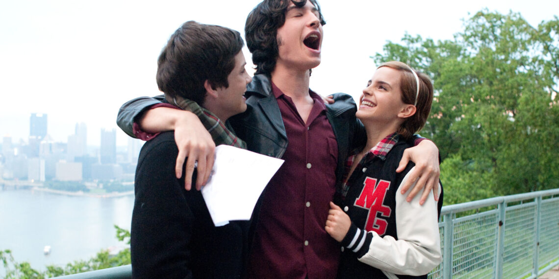 Charlie (Logan Lerman), Patrick (Ezra Miller) and Sam (Emma Watson) navigate the joys and pains of high school in The Perks of Being a Wallflower.